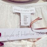 HOUSE OF HARLOW EMBROIDERED SILVER METALLIC SHIMMER THREAD CREAM BOHO BLOUSE TOP White Size M Photo 6