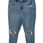 American Eagle Womens Medium Wash Mom Jean Denim Distressed Loose Fit 8 Short Photo 0