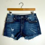 Miss Me  ladies bling gem boyfriend dark wash cut off denim shorts size 26 Photo 0