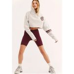 Free People Baldwin Graphic Cropped Hoodie Womens Medium Gray Cotton Sweatshirt Photo 1