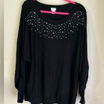 Chico's Chico’s Black Rhinestone Beaded Dolman Sleeve Cocktail Sweater 3 XL Photo 9