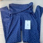 Nike  blue & white polka dot yoga legging pants high rise 7/8 length size XS NEW Photo 10