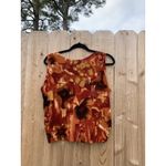 Perceptions  Tank Top Blouse‎ Women's 12p  Stretch fall Floral Orange Brown Photo 5