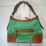 Dooney & Bourke Ostrich Embossed Leather Hobo Handbag in Spearmint Vintage Photo 1