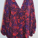 JODIFL  Red and Purple Leopard Print Dress with Full Sleeves Size Large Photo 2