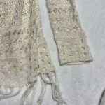 it's our time Medium crochet hoodie coverup cardigan sweater cream off white ivory Photo 2