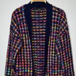 VICI  Women Fuzzy Longline Cardigan Sweater Size Small Multicolor Open Front Cute Photo 3