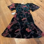 Max Studio  Velvet Burnout Woodland Fairy Babydoll Tiered Flutter Slv Green M Photo 12