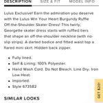 Lulus  Win Your Heart Burgundy Ruffle Off-the-Shoulder Skater Dress size medium​​ Photo 10