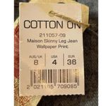 Cotton On Colour Maison Skinny Leg Wallpaper Fleur De Lis Gray Denim Size 4 NWT Photo 6