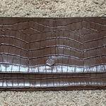 Lodis Brown Crocodile Embossed Clutch Photo 0
