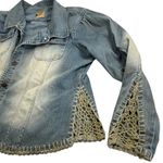 Vintage CREST JEANS Denim Jean Jacket Crochet Details Blue Size XXL Photo 2