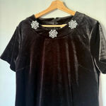 Michael Kors  Women's Black Embellished Velvet Mod Shift Dress Photo 2