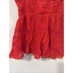 Free People  Selia Slip Racing Red V Neck Tiered Lace Straps Size Small 2465 Photo 5