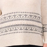 CeCe Fair Isle Jersey Knit Crew Neck Dropped Long Sleeve Pullover Sweater Photo 2