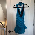 Jaclyn Smith Jacyln Smith Turqoise Ruffle One Piece Swimsuit Halter Neck Skirt Swingback 8‎ Photo 3