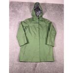 Boden Women's Cotton Overcoat Coat 8 Green Navy Striped Inside ‎ Hooded Blue Photo 3