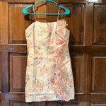NWT Klesis Floral Tube Dress Size Large organza ruffle on side Mini Strapless Photo 2