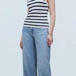 Madewell Crochet-Knit Crewneck Sweater Tank in Ivory and Navy Size XXS Photo 1