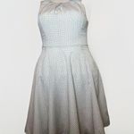 EXPRESS Chiffon Dress White Black Heart Print Size 8 Romantic Cottagecore Midi Photo 0