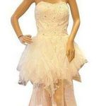 Unique Vintage Vintage high low wedding prom strapless corset tulle maxi train dress size small Photo 0