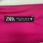 ZARA Hot Pink Velvet Bodysuit Women Small Asymmetrical Neckline Long Sleeves Photo 5