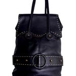 Elegant Black Bucket Faux Leather Tote Bag Photo 0