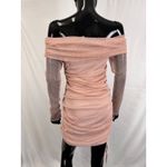 Ruched Bodycon Dress Off Shoulder Long Sleeve Party Cocktail‎ Pink Small size Photo 1