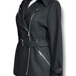 EXPRESS Womens Wool Blend Jacket Belted Asymmetrical Zip Trench Coat Black XL Photo 5