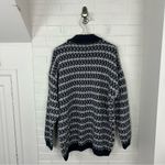 Vintage LizWear Cotton Navy White Patterned Knit Sweater Size L Blue Size L Photo 11