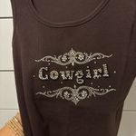 Christine Alexander Cowgirl Western Sparkly Tank Top Brown Size L Photo 3