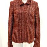 White + Warren Ribbed Knit Long Sleeve Zip Front Cardigan Marled Orange Size M Photo 0