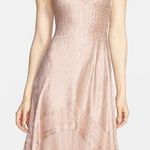 Komarov Dress Beaded Charmeuse Chiffon Tiered Lace Trim V Neck Size P/L Cocktail Photo 0