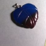 Large Quartz Leaf Pendant in Stainless Steel Blue Photo 6