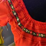 Vintage 70s Hippie Boho Midi Peasant Dress With Floral Trim Photo 4