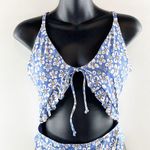 Dippin' Daisy's Floral Cutout One Piece Swimsuit Bathing Suit Blue Large Photo 6