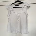 Veronica Beard  Jeans Stacie White Ruffle Flutter Sleeve Top Blouse Photo 3