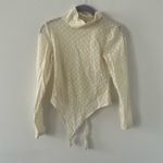 Open Edit  Ivory White Long Sleeve Mock Neck Floral Lace Bodysuit Size Medium Photo 1