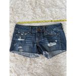 American Eagle Distressed‎ Denim Shorts Dark Wash Ripped Destroyed Raw Hem Blue Size 4 Photo 6