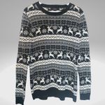 Forever 21 Christmas Black White Knit Pullover, Crewneck cozy Sweater medium. Photo 0