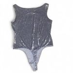 EXPRESS Vintage gray crunched velvet high neck bodysuit Photo 4