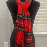 Cashmink V Fraas Red Plaid winter fall Scarf Fringe Germany 13x65 holiday Photo 0