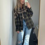 Free People  | We The Free Anneli 100% cotton Plaid Shirt Jacket Spanish Olive Photo 3