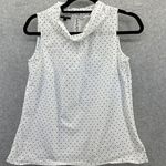 Talbots  Women's Blouse Tank Top High Neck White Polka Dot Size Small Petite Photo 0