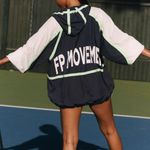 Free People #16 NWT  Care FP Like The Wind Logo Jacket in Midnight Navy Combo Photo 5
