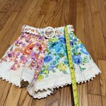 Zimmermann  NWT Raie Tuck Multi Floral Linen Belted Shorts Size 4 Photo 8