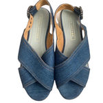 Marc Jacobs Denim Platform Wedge Espadrille Sandals Rhinestone Buckle Sz 37 Photo 1