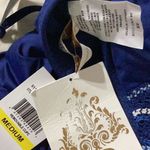 Becca New. blue plunge neck with crochet swimsuit medium Photo 6