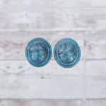 Vintage Clip On Earrings Dark Turquoise/Teal Tone Oval Photo 0