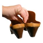 Anthropologie A / Amstur Cognac Brown Leather Scrunch Block Heel Mules 36 5.5 Photo 4